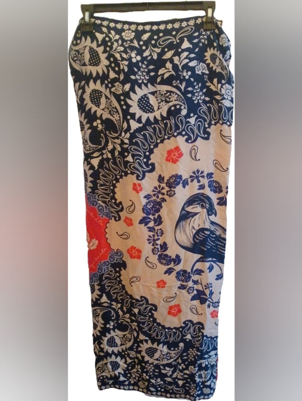 Agua Bendita Navy & Coral Floral Swim Sarong Cover-Up - Picture 2 of 3
